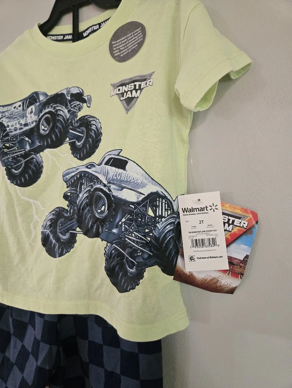 Monster Jam Grave Digger Megalodon Boys 2-Piece Outfit Set Size 2T NWT